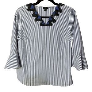 Talbots Blue and White Striped V-Neck Women’s Blouse Sz MP